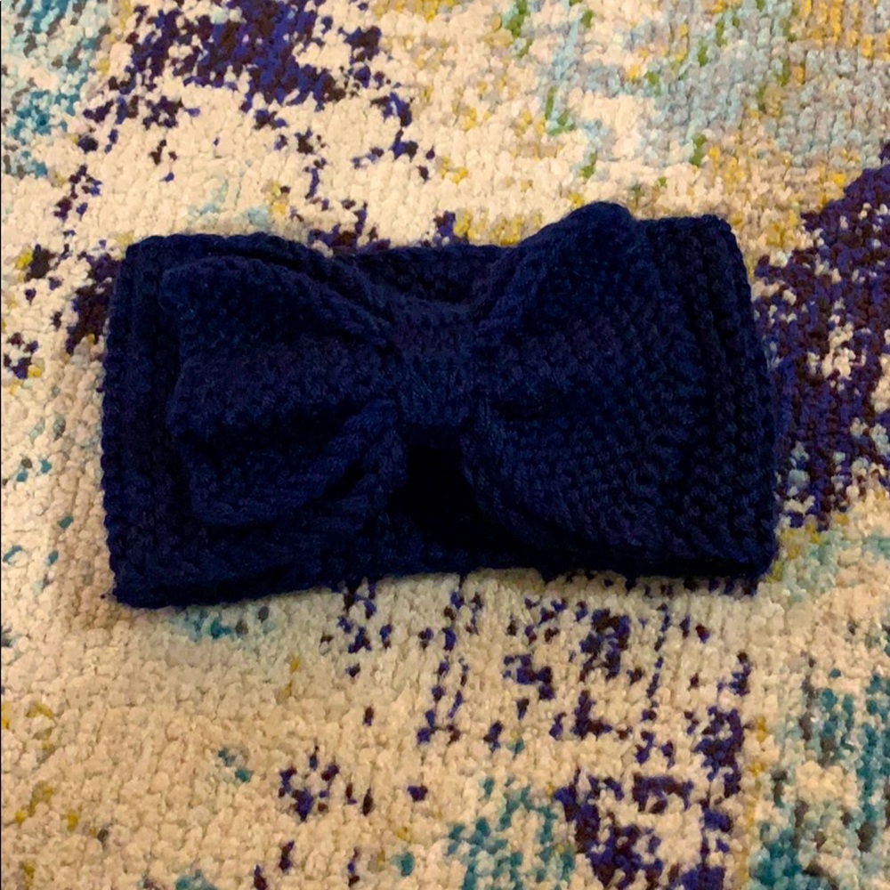 Navy bow ear warmer